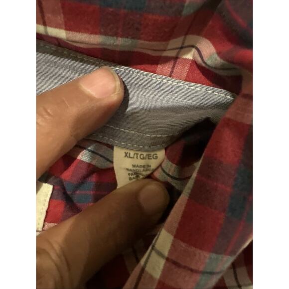 Dockers Button Up Shirt Men’s XL Plaid Red Blue - Picture 5 of 12